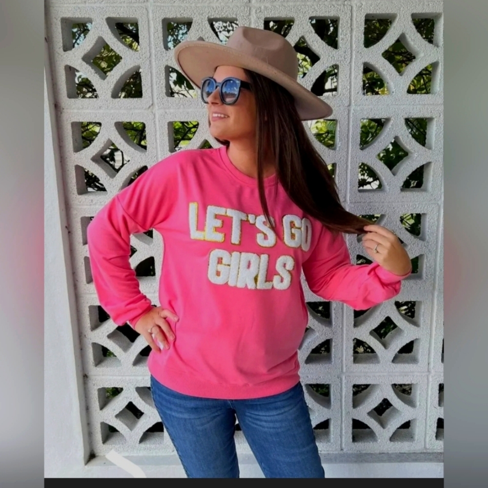 SIMPLY SOUTHERN COLLECTION "LET'S GO GIRLS" SPARKLE GLITTER PULLOVER